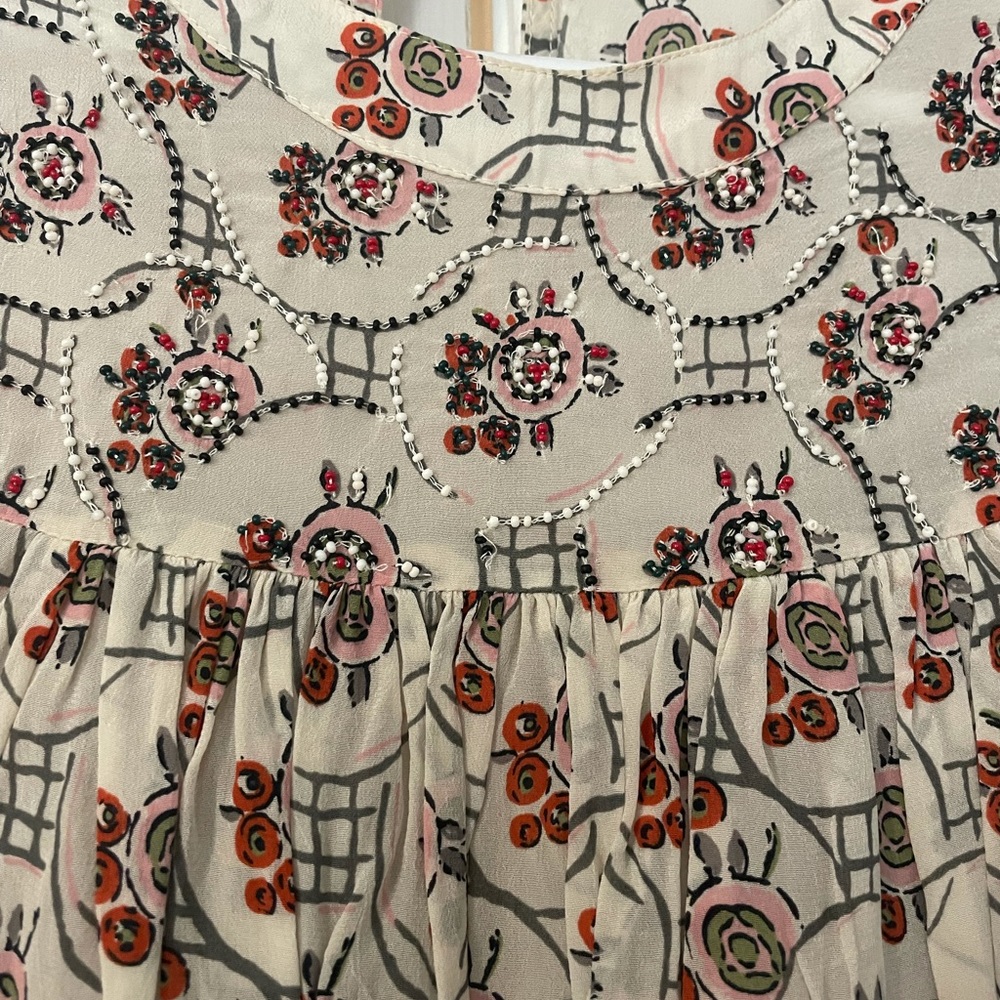 Cream/geometric floral Anthropologie blouse